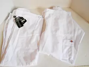 Dickies Unisex Black Label White Scrub Pants-Drawstring Medium Petite-Lot of *2 - Picture 1 of 3