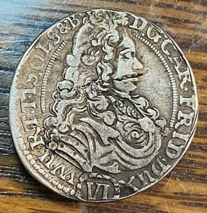 1713 Silesia 6 Kreuzer Choice Original VF/XF KM-780 Karl Friedrich CHN - Picture 1 of 2