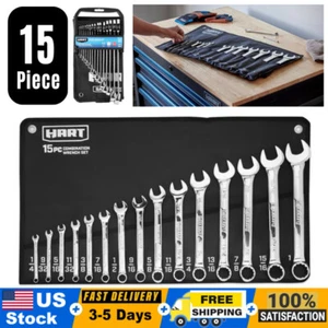 15 Stck. SAE Kombination Schraubenschlüssel Set Zahnrad Schraubenschlüssel Standard Kopf extra lang mit Tasche - Bild 1 von 9