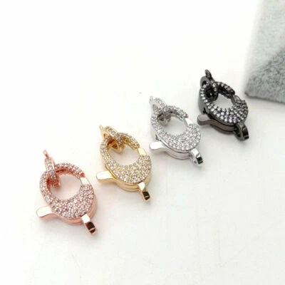 lobster clasp 10x24mm 18k gold Filled cubic zirconia micro pave hook clasps - Image 1 of 3