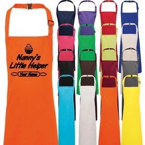 Childrens Apron Nanny's Little Helper Personalised Kitchen Cooking Baking Gran - Picture 1 of 17
