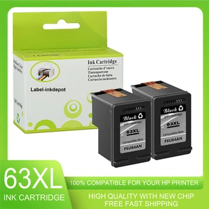 2PK 63XL Ink Cartridge Black FOR HP OfficeJet 3830 5255 5258 5264 ENVY 4511 4528 - Zdjęcie 1 z 7