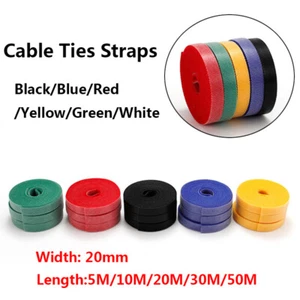 Sujetador de cinta de gancho y bucle de doble cara 20 mm correas de amarre de cable varios colores - Imagen 1 de 12