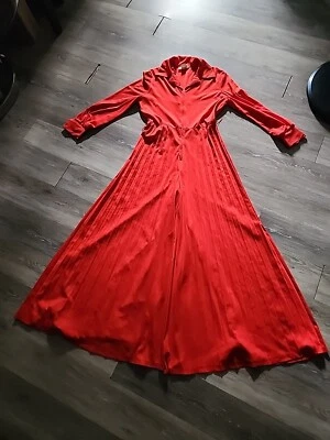 Mono Jo Hardin Vintage Color Rojizo/Naranja Talla 10 Cremallera Frontal Plisado  Foto 1 de 4