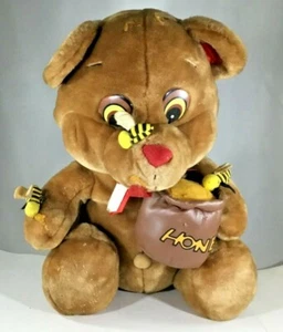 Shalom Spielzeug Plüsch Braunbär mit Honigtopf & Bienen Polyester 17 Zoll hoch 22 Zoll rund - Bild 1 von 6