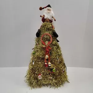 Christmas Tree Tinsel With Gnome, Ornaments, Bells And Lights 23" - Picture 1 of 8