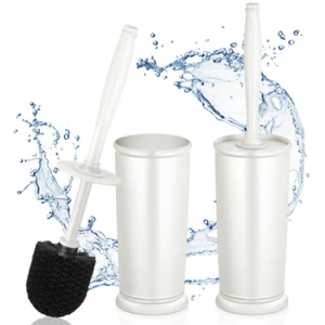 HOMEMAXS 2 Sets Toilet Brushes with Holders for Hotel Office Bathroom(White) US - Picture 1 of 11