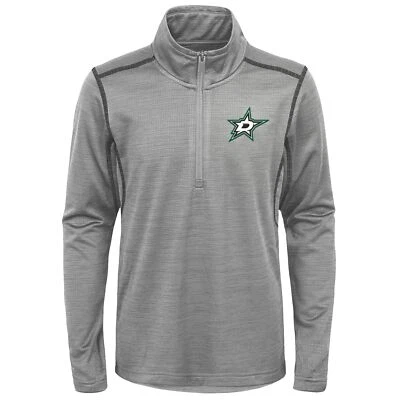 Outerstuff Dallas Stars NHL Boys Youth (8-20) 1/4 Zip Pullover Sweater, Grey - Image 1 of 2