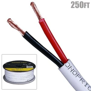250FT 16AWG In Wall CL2 Rated 16/2 Conductor Gauge Black/Red Speaker Wire Cable - Picture 1 of 2