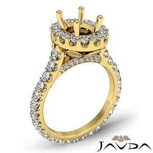 Anillo de compromiso con halo de diamantes talla U de oro amarillo de 18 k ovalado semi montaje 1,5 quilates - Imagen 1 de 6