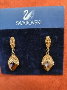 Swarovski Swan signed crystal pierced earrings - Picture 1 of 2
