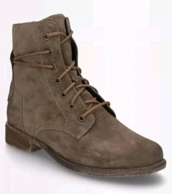Josef Seibel Sienna 70 Taupe Women 37 6-6.5 Suede Combat Boots/Booties Lace Up — 第 1/4 张图片