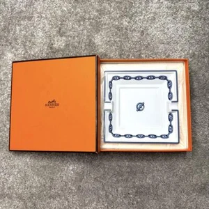 Hermès Chaîne d'Ancre Aschenbecher 16x16cm Porzellan blau weiß mit Box unbenutzt - Bild 1 von 7
