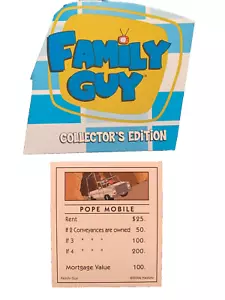 Monopoly Family Guy POPE MOBILE Title Deed Card 2006 Game Replacement Piece - Picture 1 of 3