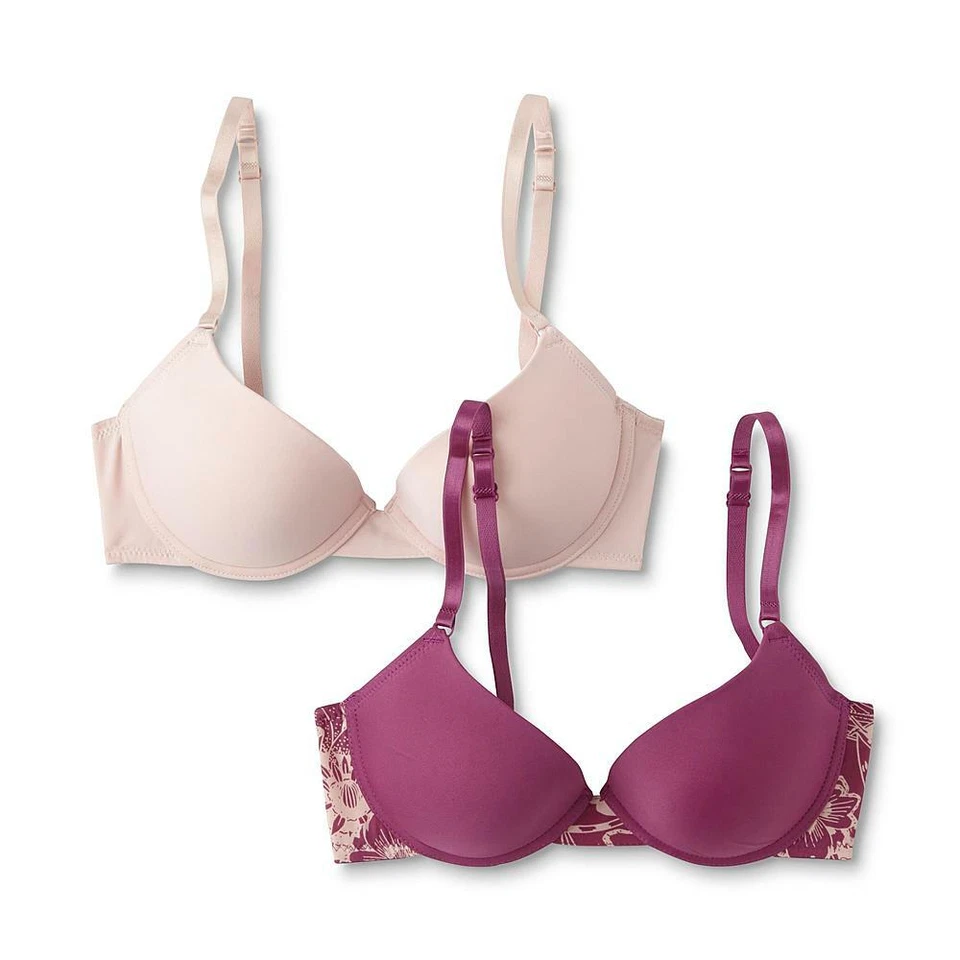 Joe Boxer Underwire T-Shirt Bras 2 Pack 42D Pink & Pink Floral NEW - Image 1 of 1