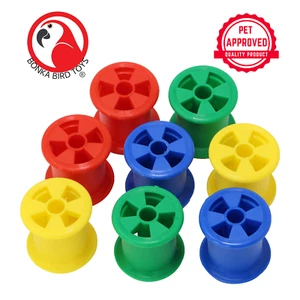 Bonka Bird Toys 1490 Colored Plastic Bobbin Spools Foot Talon Craft Part Parrot - Picture 1 of 25
