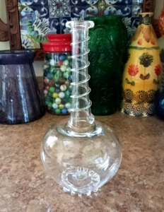 Juliska HAND BLOWN Czech Glass DECANTER Bottle VASE Spiral SIGNED Fast Ship - Picture 1 of 12