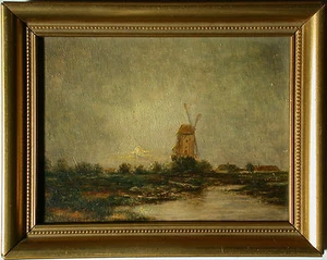 Landschaft mit Windmühle, unleserlich signiert. - Picture 1 of 1