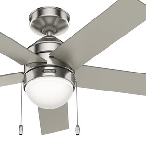 Hunter Fan 44 in Contemporary Brushed Nickel Ceiling Fan w Light and Pull Chain - Picture 1 of 6