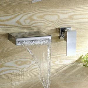 Rubinetto miscelatore beccuccio cascata diffuso bagno montaggio a parete maniglia singola rubinetti - Foto 1 di 9