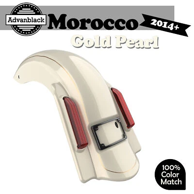 Guardabarros trasero estirado Marruecos Gold Pearl sin recortes Dominator para Harley 2014+ Foto 1 de 4