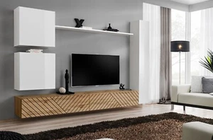 Wohnwand Soro VIII mit Lamellen Wohnzimmermöbel Grifflos Push Click Hochglanz 21 - Bild 1 von 19