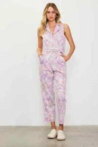 Skies Are Blue Retro Floral Zip Jumpsuit Damen 2X Curvy Stretch Boho Gürtel 70er - Bild 1 von 6