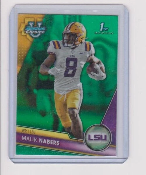 2023 Bowman Chrome University Green Lava #74 Malik Nabers. 2/99. LSU