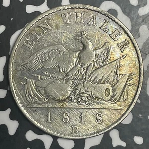1818-D Germany Prussia 1 Thaler Lot#JM9140 Large Silver! Old Cleaning - Picture 1 of 2