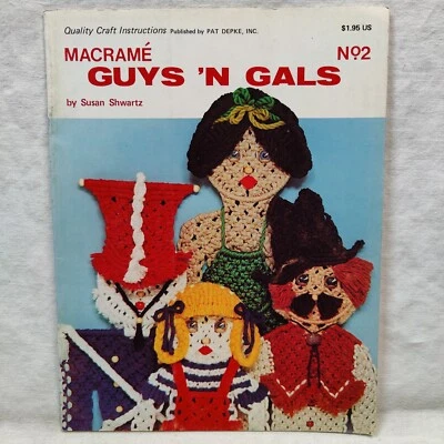 1978 Vtg MACRAME GUYS 'N GALS DOLLS Quality Craft Instructions Book Pat Depke 02 - Image 1 of 4