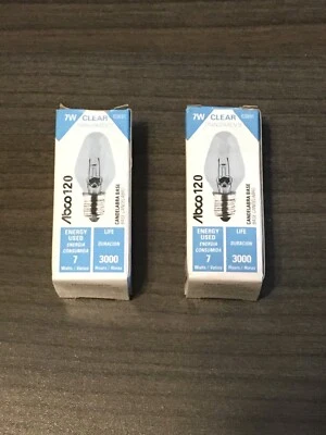 2 PACK - C7 Light Bulb - E12 Candelabra Base - 7W - 120V - Clear - ABCO 03691 - Image 1 of 4
