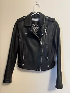 Women's IRO Black Leather Ashville Moto Jacket Size 38 - Picture 1 of 2