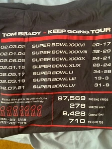 TOM BRADY t-shirt KEEP GOING TOUR 7 SUPERBOWL WINS! LARGE BRAND NEW!! - Picture 1 of 3