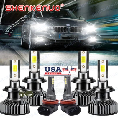 For BMW 323i 328i 335i 340i xDrive 6X 6000K WHITE LED Headlight + Fog Lamp Bulbs - Image 1 of 4
