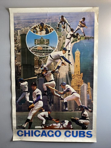Vintage 1973 Chicago Cubs Baseball Team Poster  22x34" Cover