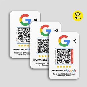 3 schede recensioni NFC Google, design personalizzato, schede feedback in PVC, lato singolo - Foto 1 di 9