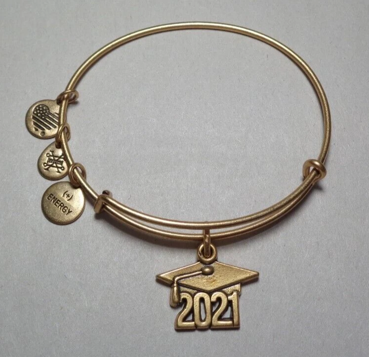 Alex and Ani Graduation Cap 2021 Rafaelian Gold Charm Bangle Bracelet