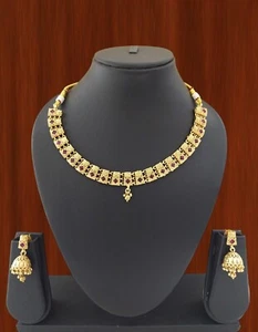 Conjunto de joyas de Bollywood de moda collar étnico chapado en oro joyería de boda - Imagen 1 de 4