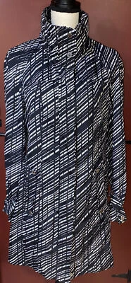 Calvin Klein Black & White Hooded Rain Windbreaker Lightweight Jacket Pockets S - Imagem 1 de 4