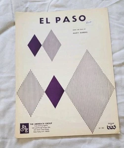 EL PASO Sheet Music Vintage 1959 Country Guitar Piano Marty Robbins - Picture 1 of 6