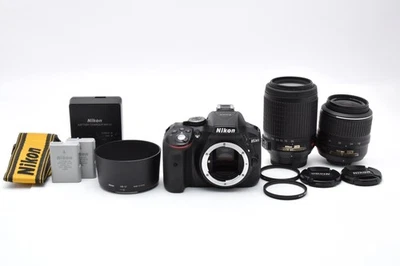 Cámara digital Nikon D5300 24,2 MP SLR cuerpo negro y lentes de 18-55 + 55-200 mm #2970 Foto 1 de 4