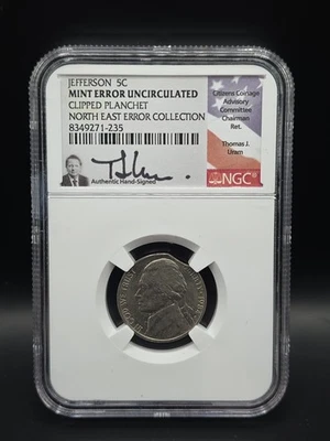 1984 Jefferson 5C Mint Error Uncirculated Clipped Planchet - Image 1 of 4