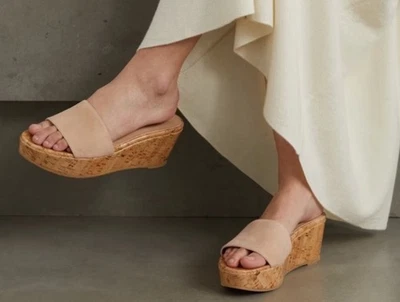 STUART WEITZMAN Summer Suede Wedge Sandals In Neutral Size US 9.5 $ 375 - Image 1 of 4