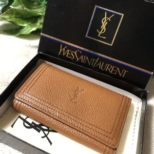 Portachiavi Yves Saint Laurent pelle cammello oro logo YSL 5 ganci donna originale - Foto 1 di 11