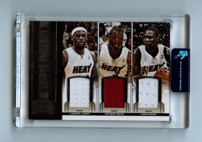 JAMES WADE BOSH 2012 PANINI THREADS TRIPLE THREATS GAME USED PATCH JERSEY SP - Image 1 of 2