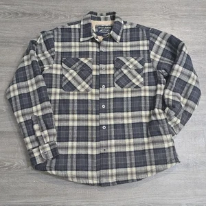 Grizzly Mountain Plaid Flannel Sherpa Lined Shacket Jacket Men's XL Gray Snap - Bild 1 von 12