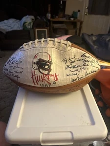 Nebraska Corn Huskers 1987 Team Full Size Football With Team Signatures Reach - Picture 1 of 13