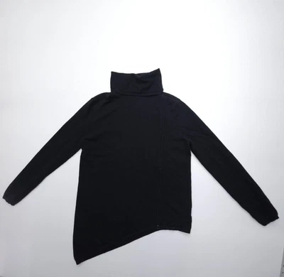 Neiman Marcus Cashmere Asymmetrical Hem Full Zip Sweater Cardigan Black Large - Image 1 of 4