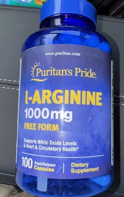 Puritans Pride - L-arginina 1000 mg, forma libre - 100 cápsulas, caducidad: 6/26 Foto 1 de 3
