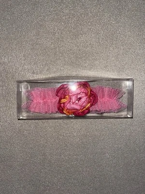Hot Pink & Orange Tulle Bridal Garter - Flower Accent Bride Prom Garter - Image 1 of 2